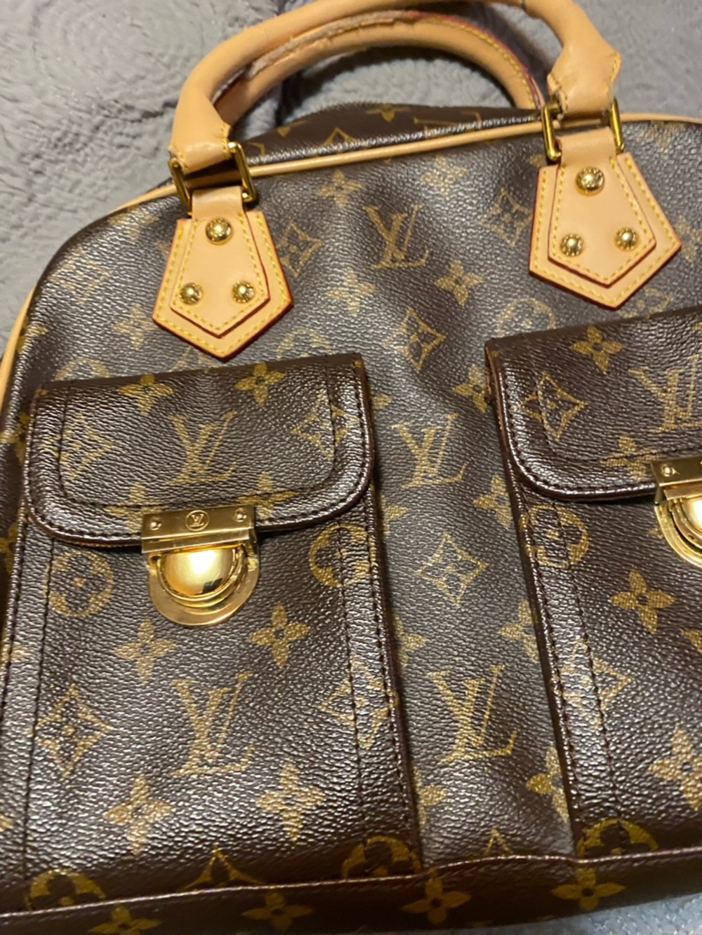 Classic Monogram Brown Satchel with Tan Handles - Picture 2 of 10